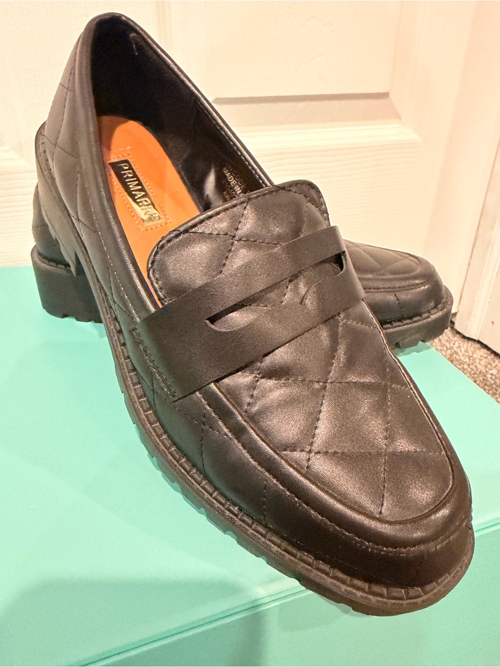 Primark Black Quilted Penny Loafers for Women, size 8 - Picture 8 of 8